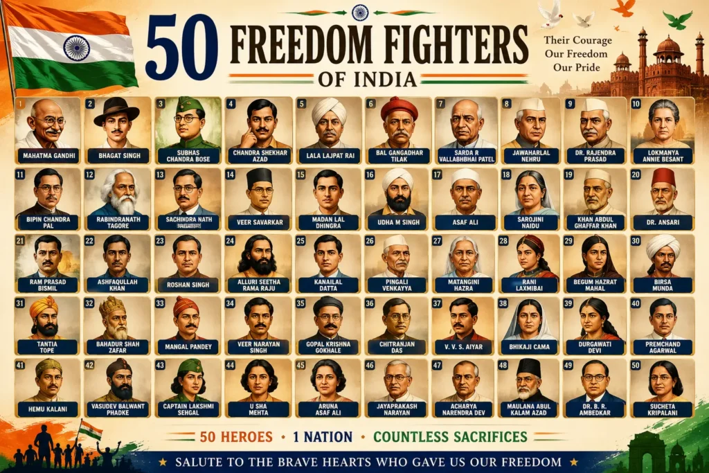 50 freedom fighter Top 50 Freedom Fighters of India: