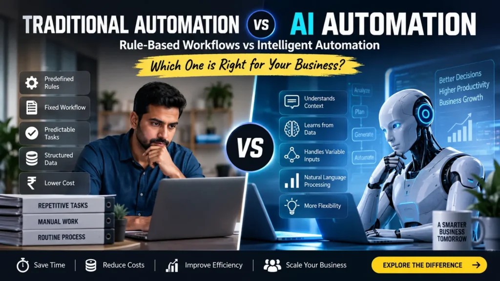 Traditional automation vs AI automation comparison for business